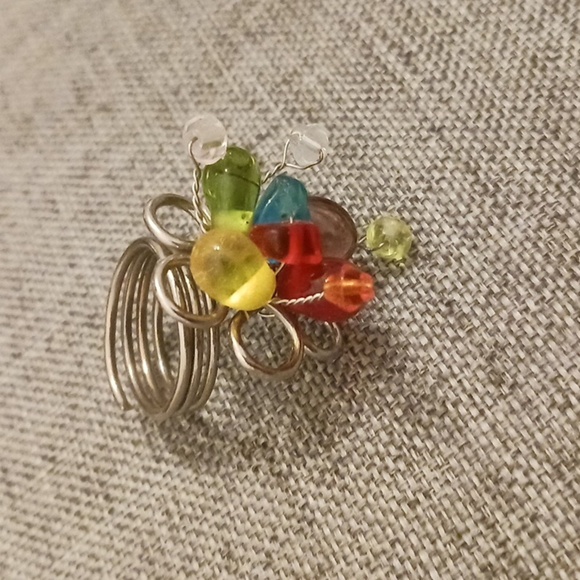 Colorful Necklace Ring and Earrings Set - Pre-loved (15"-19") - Picture 6 of 7